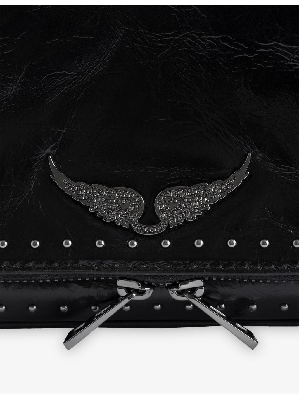 Zadig&Voltaire patent-stud leather clutch bag 27cm, imported from the UK