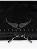Zadig&Voltaire patent-stud leather clutch bag 27cm, imported from the UK