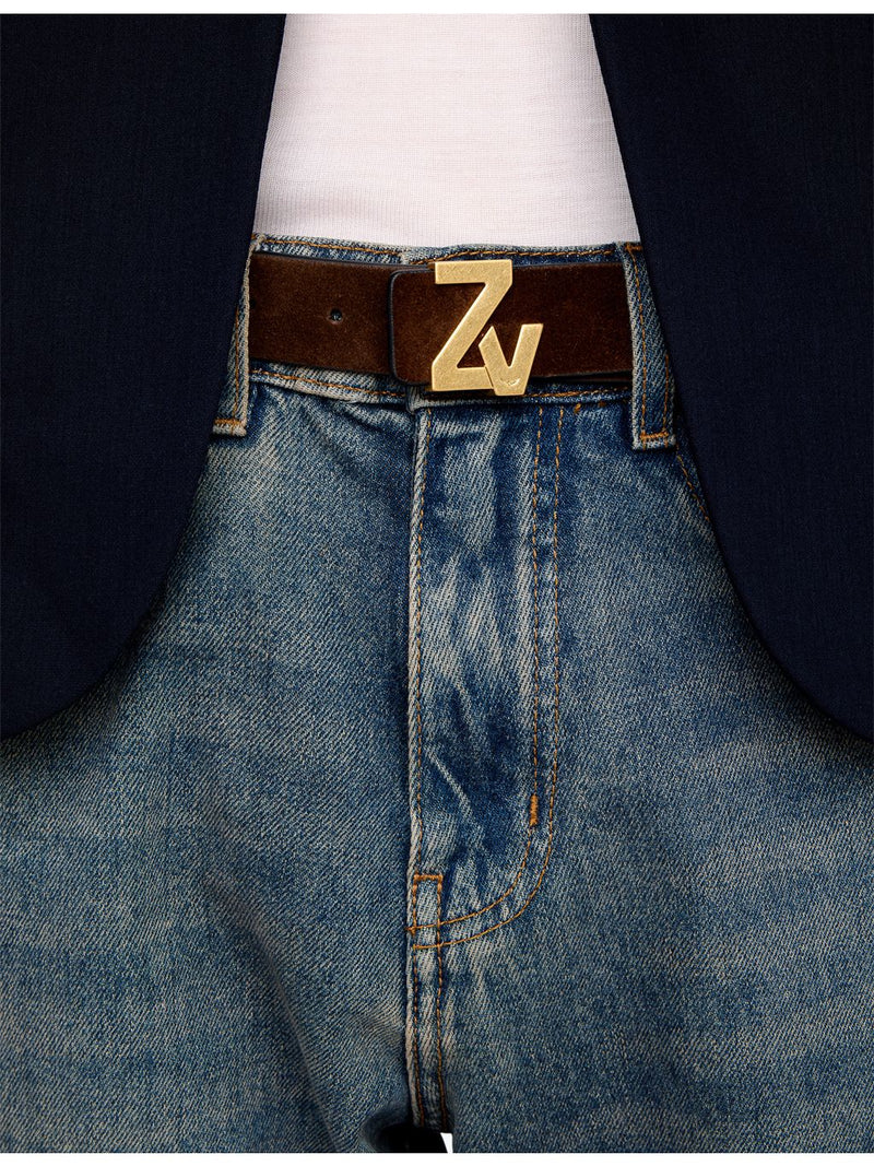 Zadig Voltaire branded-buckle suede belt 4cm, UK version