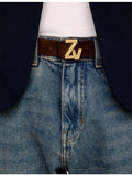 Zadig Voltaire branded-buckle suede belt 4cm, UK version