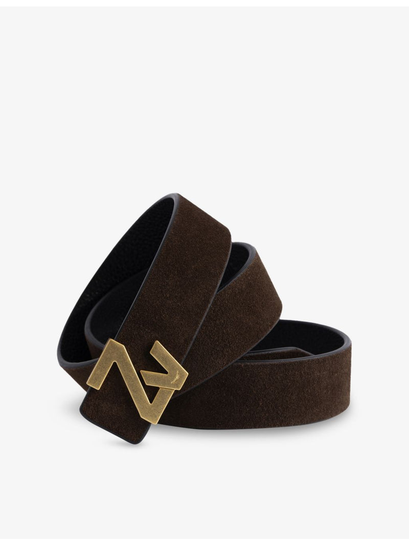 Zadig Voltaire branded-buckle suede belt 4cm, UK version