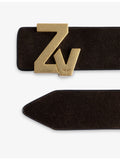 Zadig Voltaire branded-buckle suede belt 4cm, UK version