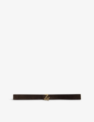 Zadig&Voltaire Initiale Branded-Buckle Suede Belt