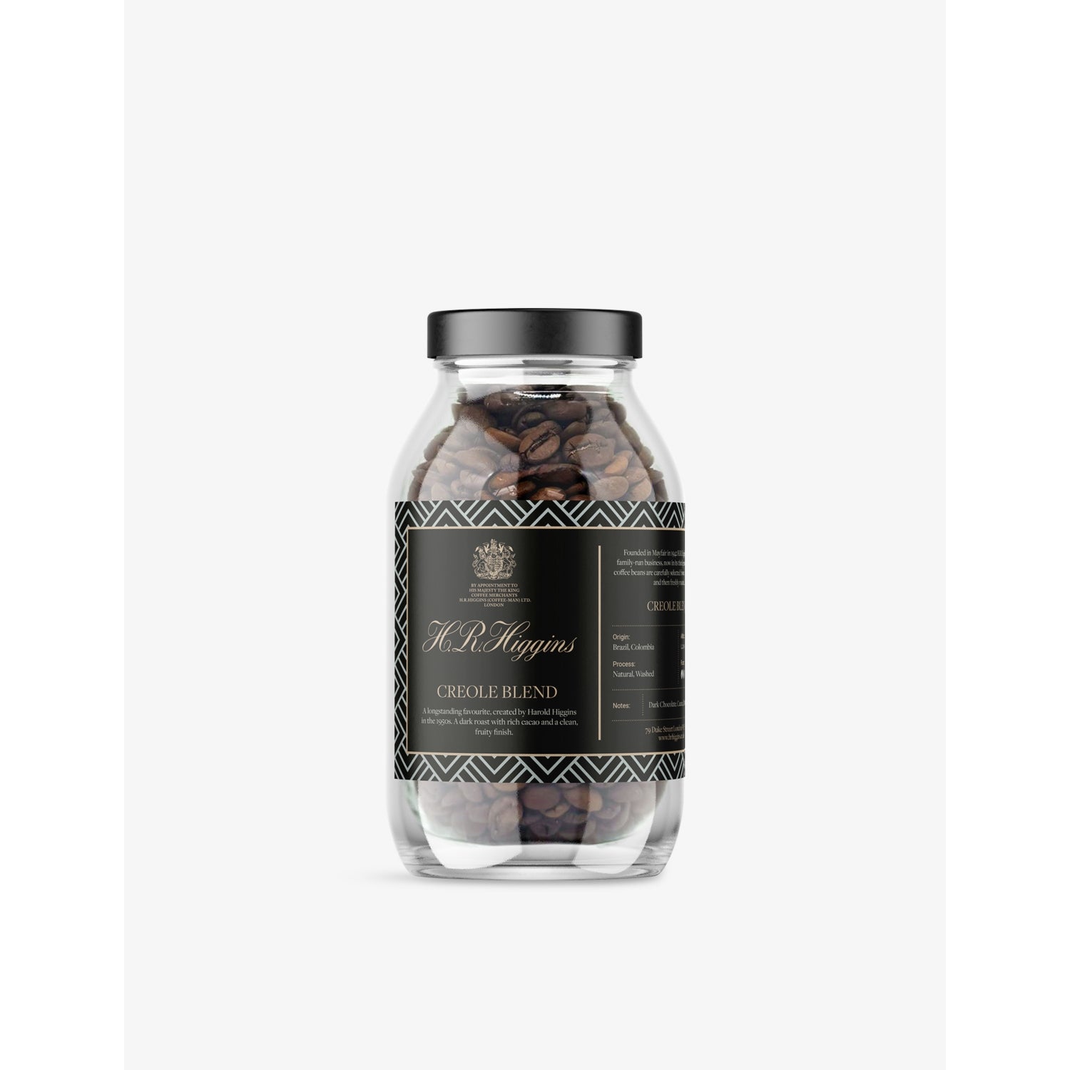 H.R. Higgins Creole coffee beans 180g jar - British product