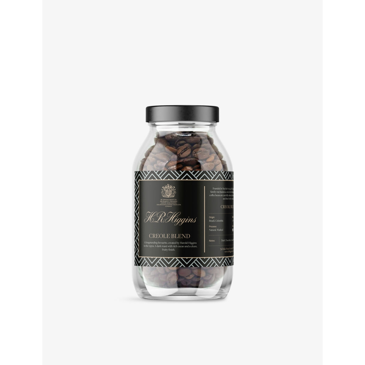 H.R. Higgins Creole coffee beans 180g jar - British product