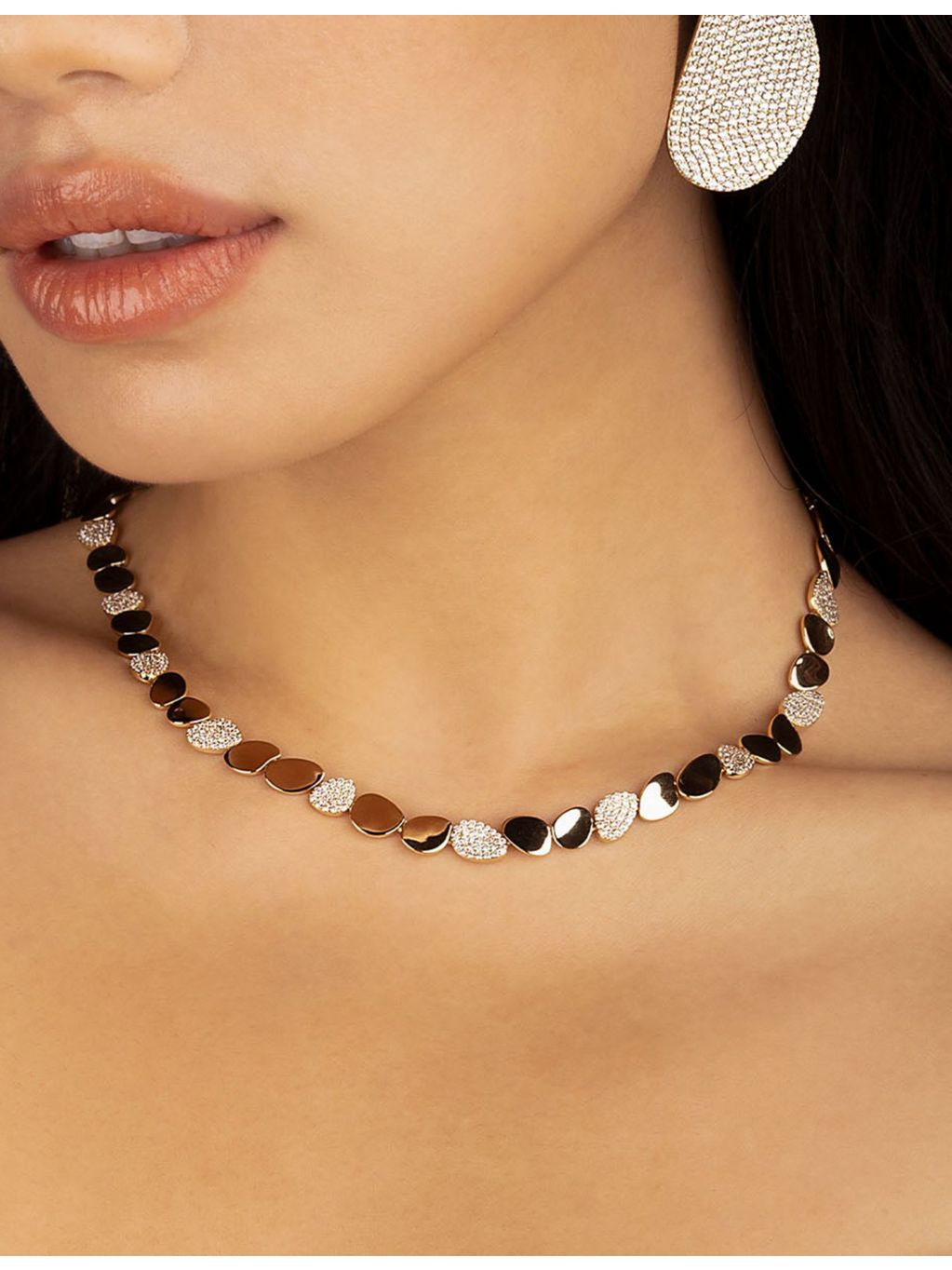APM Monaco gold-plated cubic zirconia choker necklace 40cm - British product