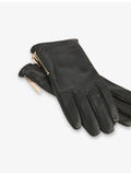 Whistles zipped leather gloves with gold-tone hardware, UK version