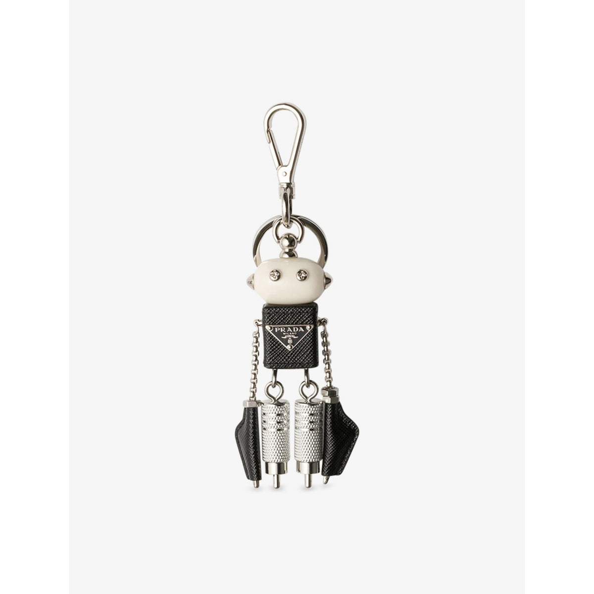 Prada robot bag charm in Saffiano leather, imported from the UK