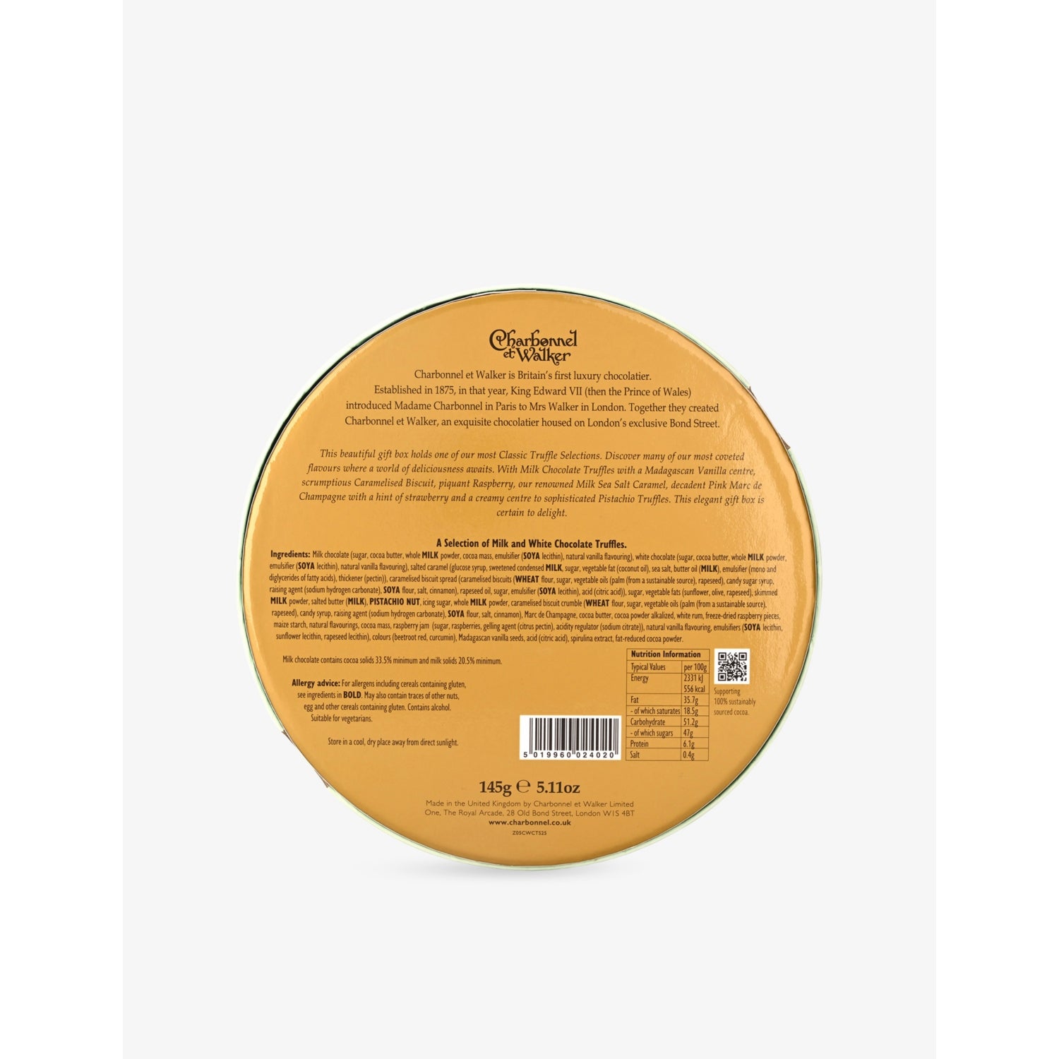 Charbonnel et Walker chocolate truffle selection 145g (British brand)