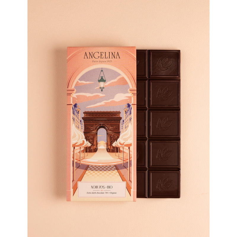 Angelina organic dark chocolate bar 70% 100g, UK version
