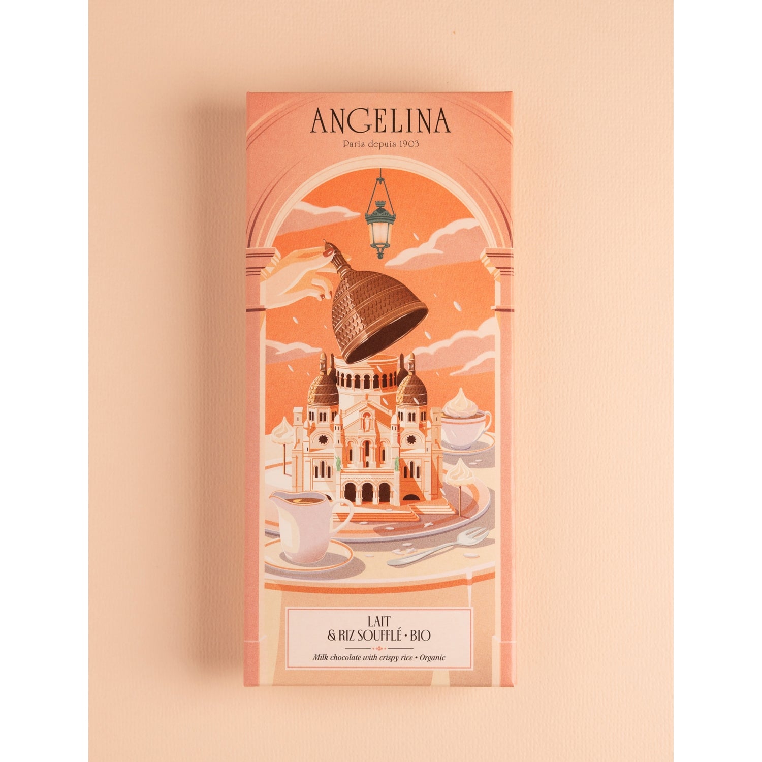 Angelina organic crispy rice milk chocolate bar 100g (British brand)