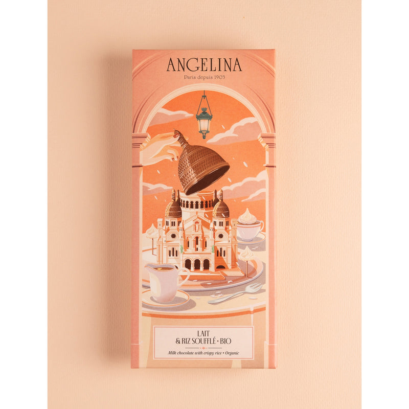 Angelina organic crispy rice milk chocolate bar 100g (British brand)