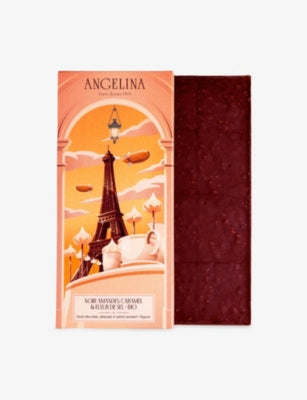 Angelina organic dark chocolate bar caramelized almonds 100g, UK version