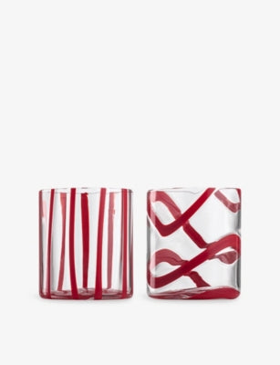 Nason Moretti Cyrcus glass tumblers set of two stripe pattern 10cm - British product