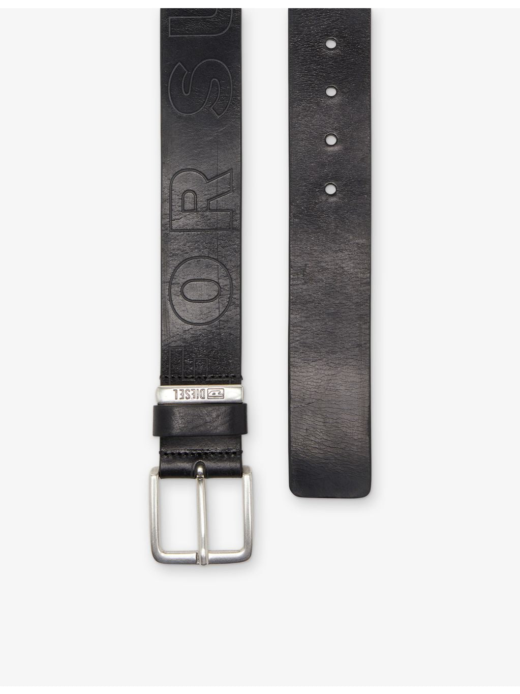 Diesel embossed leather belt with silver hardware (British brand)