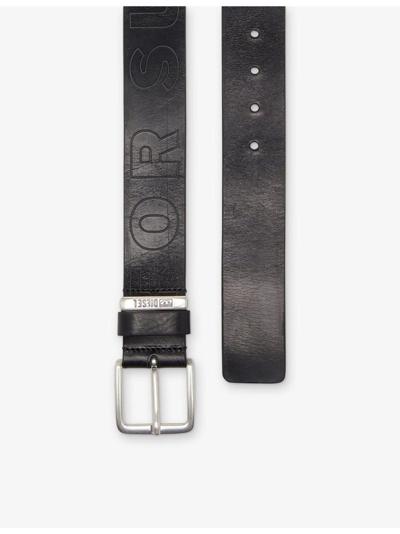 Diesel embossed leather belt with silver hardware (British brand)