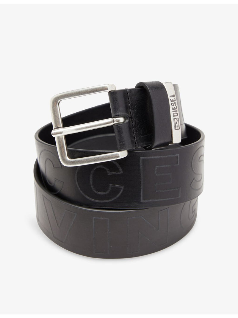 Diesel embossed leather belt with silver hardware (British brand)