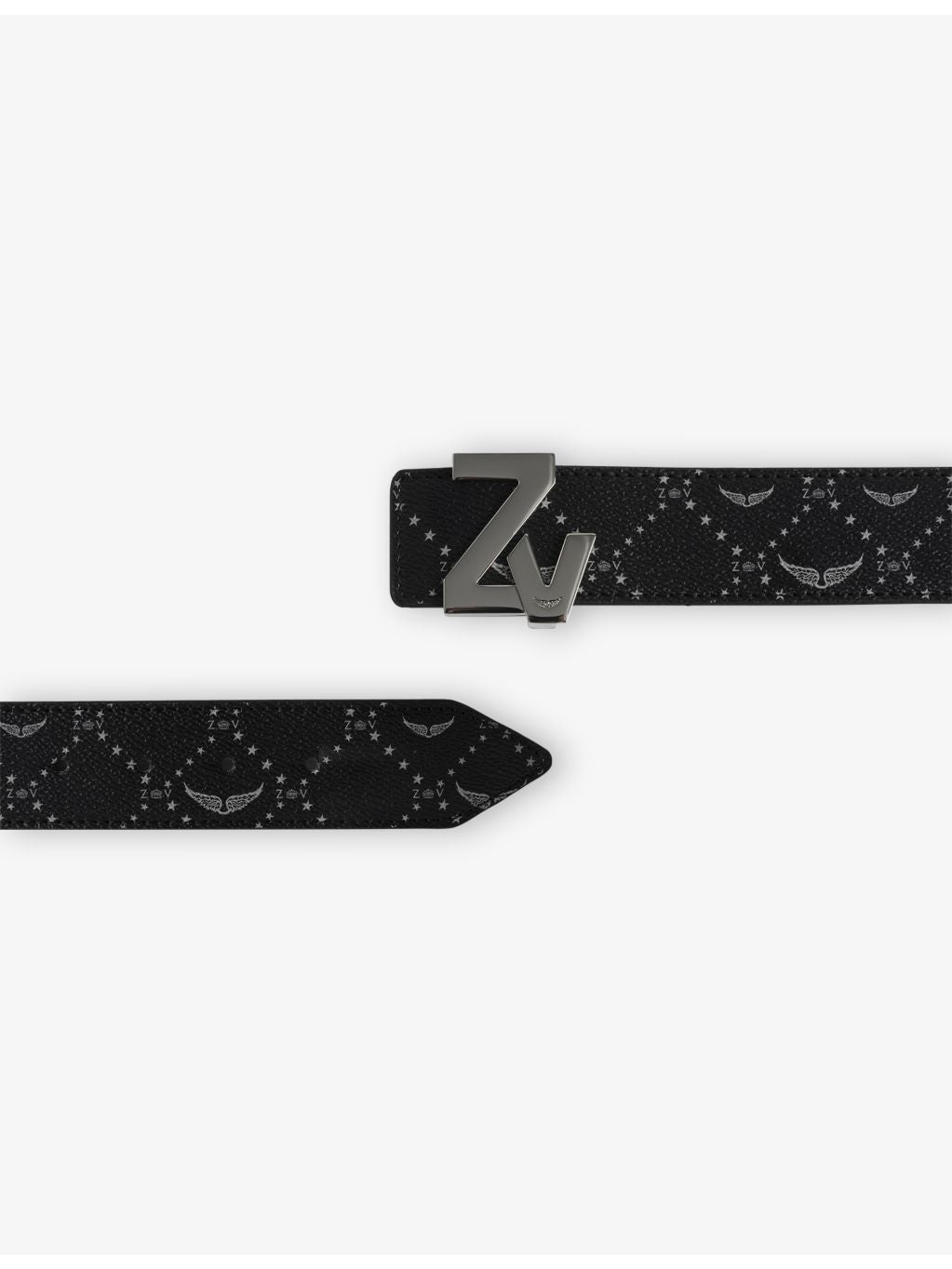 Zadig&Voltaire monogram leather belt 4cm with branded buckle, imported from the UK