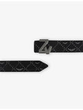 Zadig&Voltaire monogram leather belt 4cm with branded buckle, imported from the UK