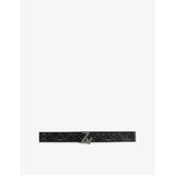 Branded-Buckle Monogram-Pattern Leather Belt - S