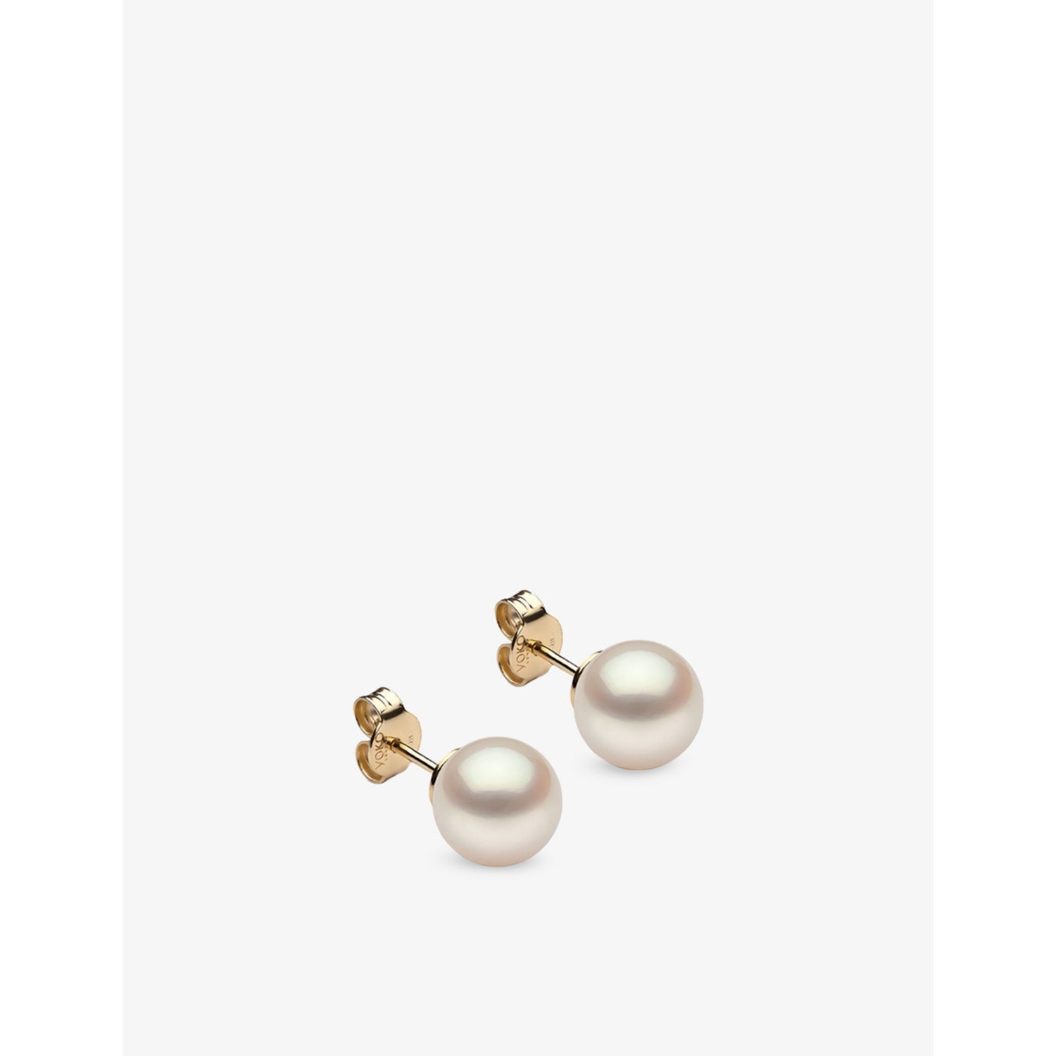 Yoko London 18ct yellow gold pearl stud earrings 9-10mm, UK version