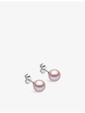 Yoko London pink cultured pearl stud earrings 18ct white gold - British product
