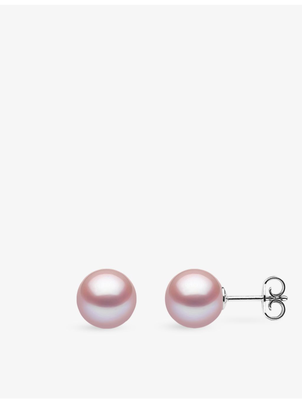 Yoko London pink cultured pearl stud earrings 18ct white gold - British product