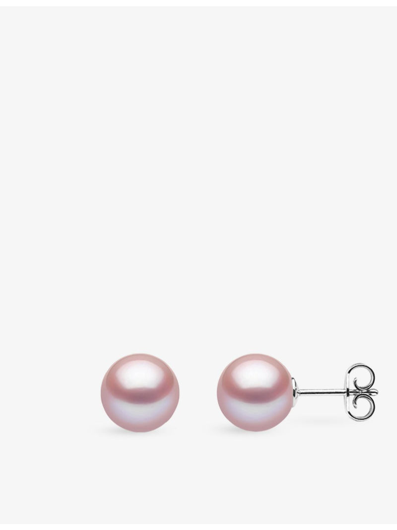 Yoko London pink cultured pearl stud earrings 18ct white gold - British product