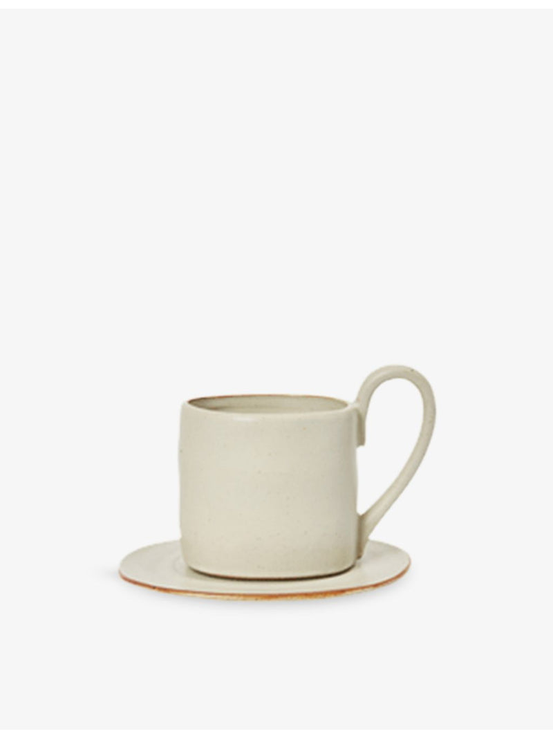 ferm LIVING Flow stoneware mug and saucer 8.5cm, imported from the UK