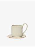 ferm LIVING Flow stoneware mug and saucer 8.5cm, imported from the UK