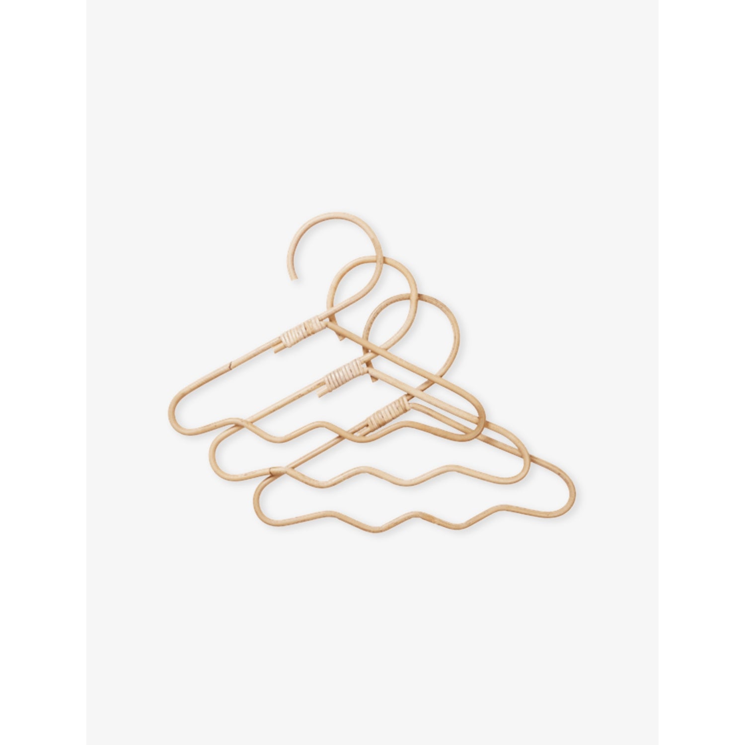ferm LIVING Wavi rattan clothes hangers set of three - British product