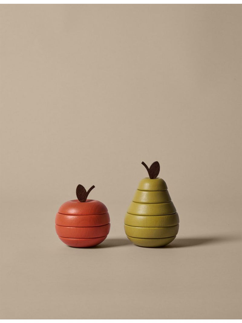 ferm LIVING wooden apple and pear stacking toy set 13cm (British brand)