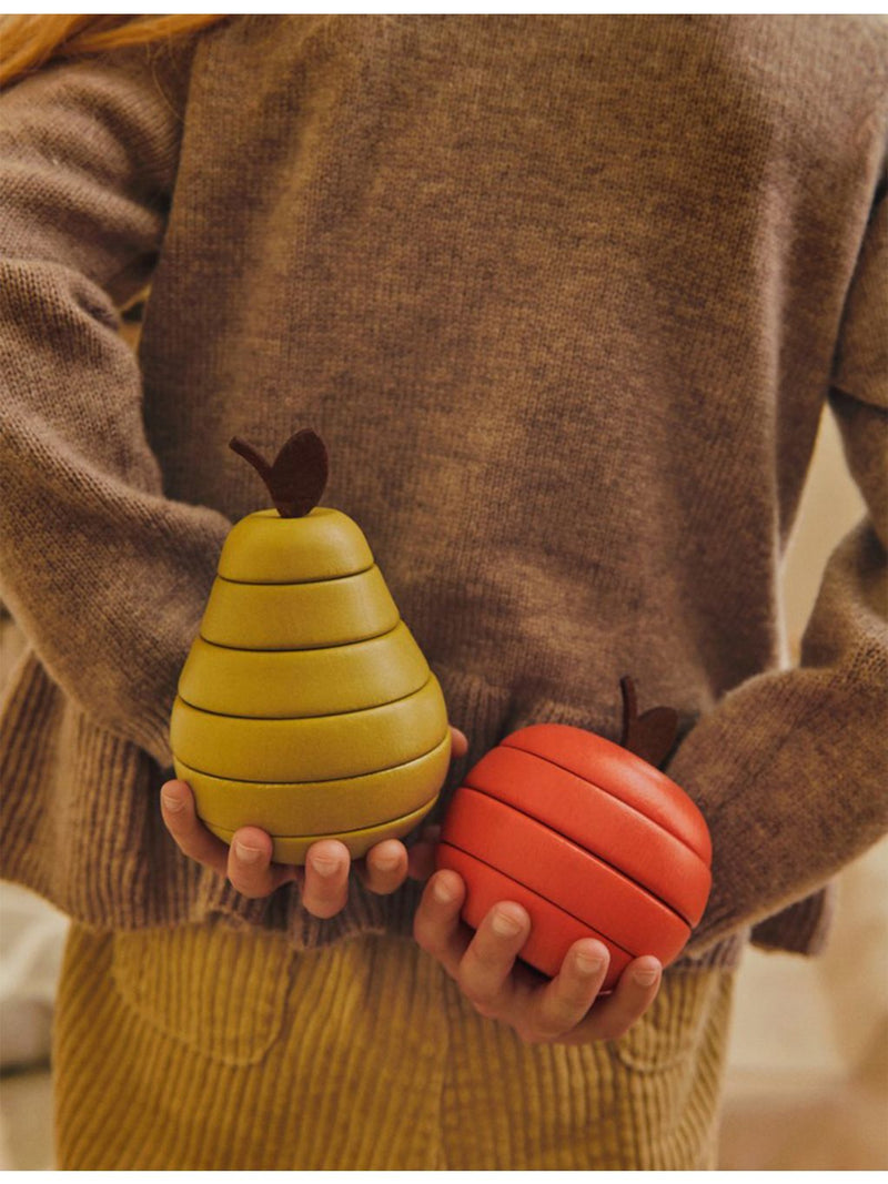 ferm LIVING wooden apple and pear stacking toy set 13cm (British brand)