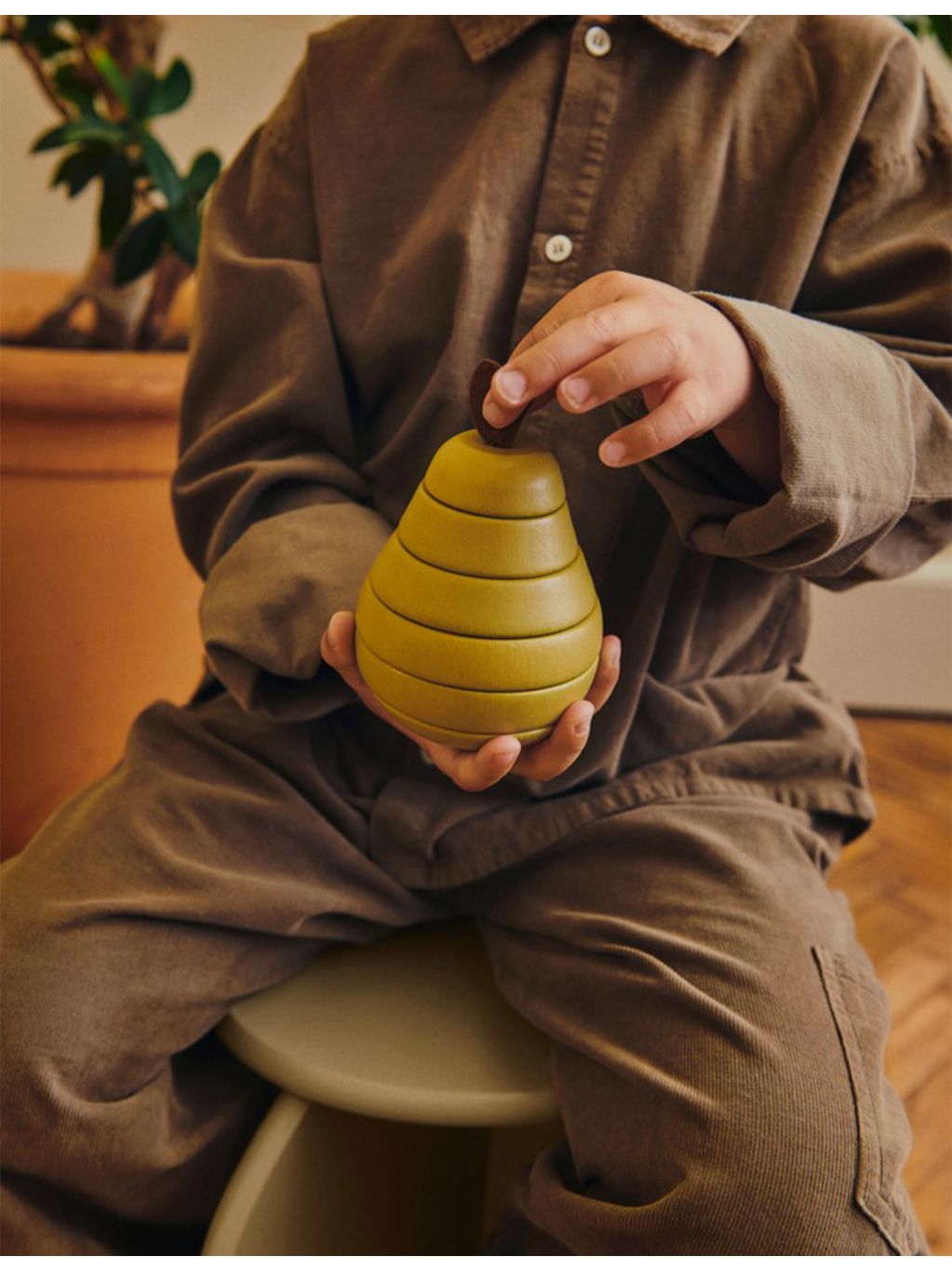 ferm LIVING wooden apple and pear stacking toy set 13cm (British brand)