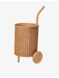 ferm LIVING Tukki rattan storage trolley 36cm, imported from the UK