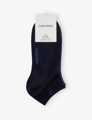 Calvin Klein Logo-Print Stretch Cotton-Blend Trainer Socks Pack of Three