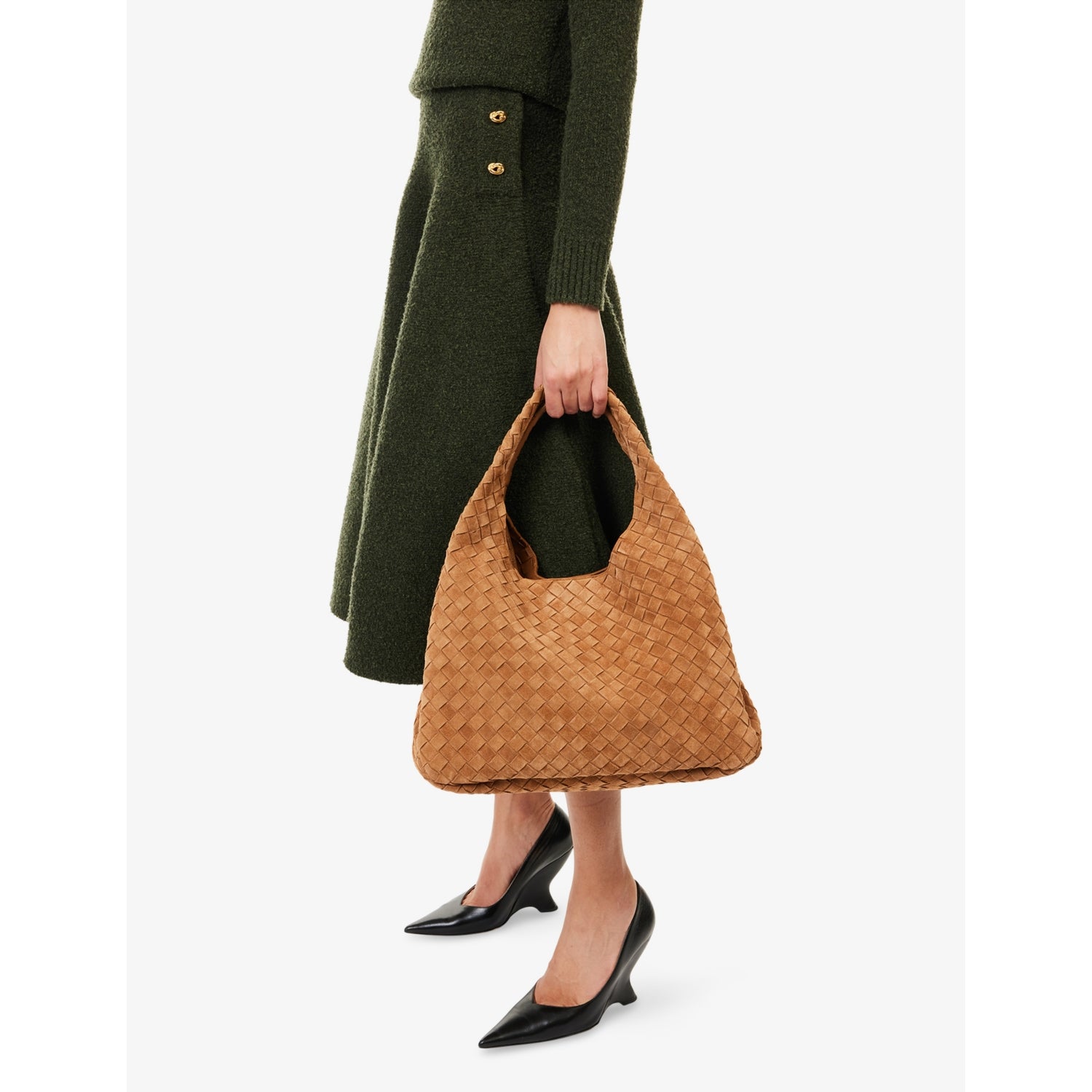 Bottega Veneta Campana large suede shoulder bag (British brand)