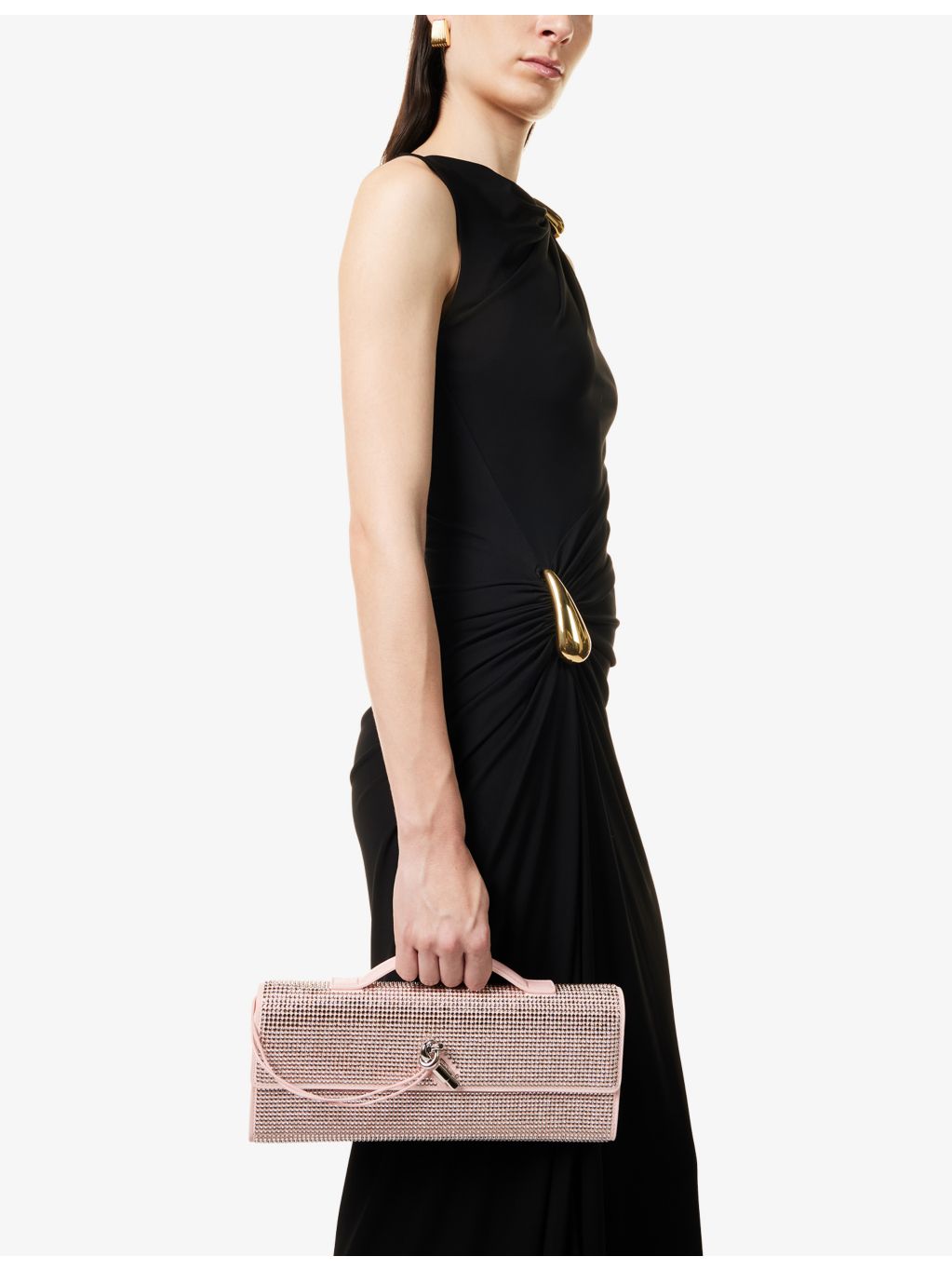 Bottega Veneta crystal-embellished leather clutch, UK version