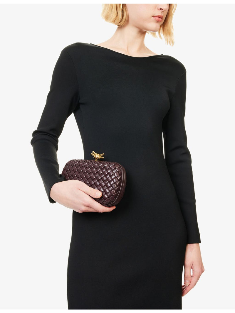Bottega Veneta intrecciato leather clutch with gold hardware, UK version