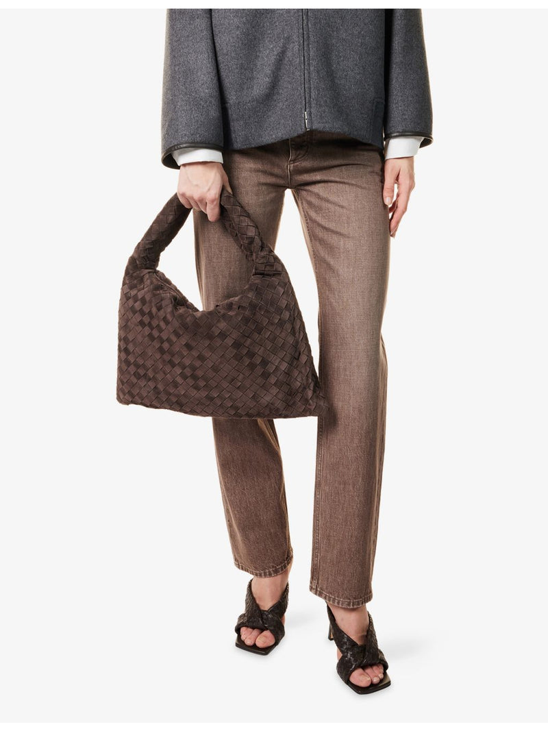 Bottega Veneta Hop Intrecciato medium suede shoulder bag (British brand)