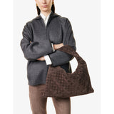 Bottega Veneta Hop Intrecciato medium suede shoulder bag (British brand)