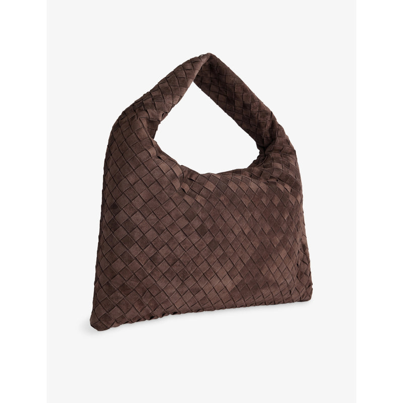 Bottega Veneta Hop Intrecciato medium suede shoulder bag (British brand)