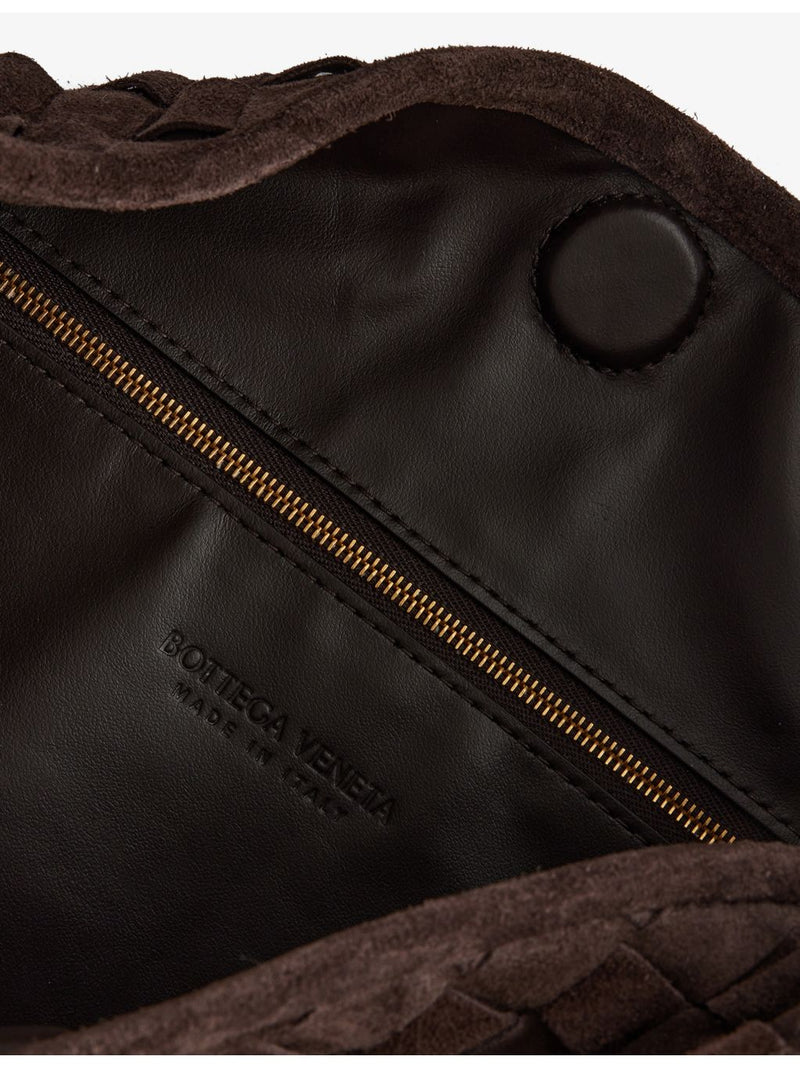Bottega Veneta Hop Intrecciato medium suede shoulder bag (British brand)