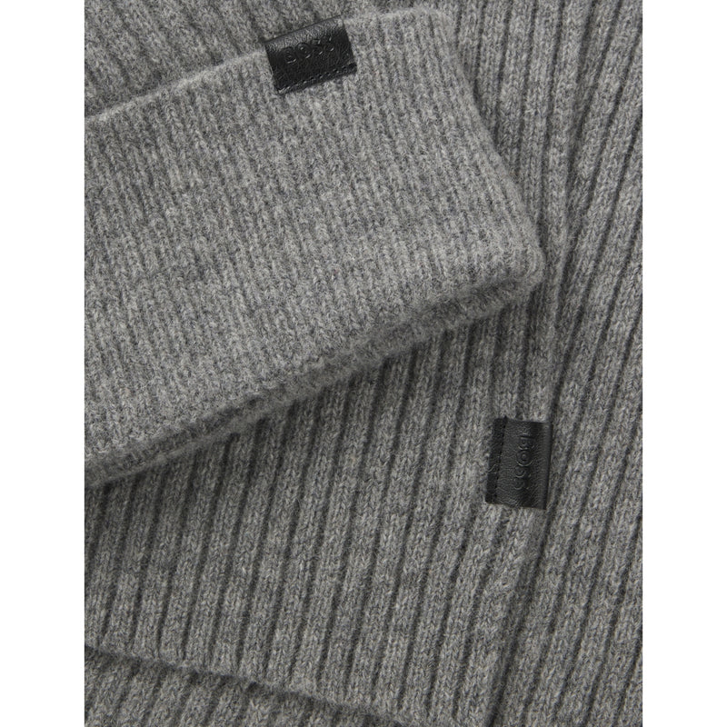 BOSS wool-blend hat and scarf gift set 180cm (British brand)