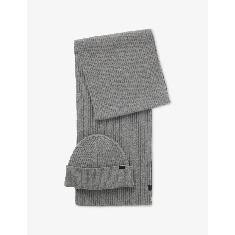 BOSS wool-blend hat and scarf gift set 180cm (British brand)