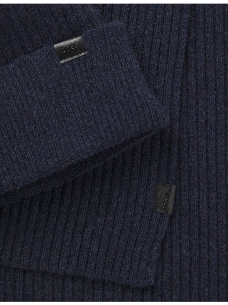 BOSS wool-blend hat and scarf gift set with 180cm scarf (British brand)