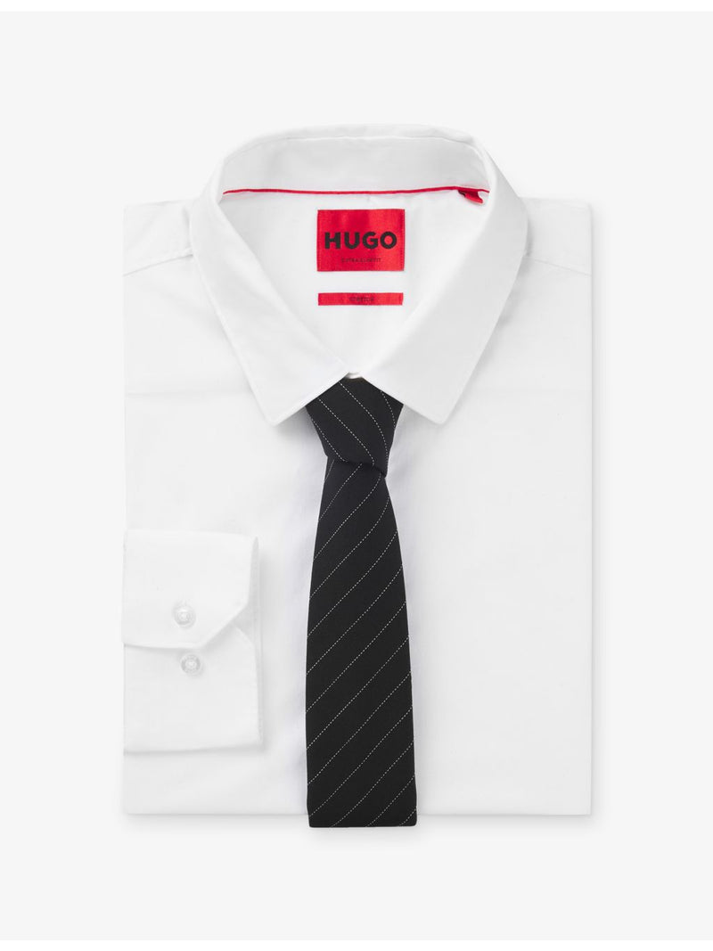 HUGO stripe-pattern silk-jacquard tie, imported from the UK