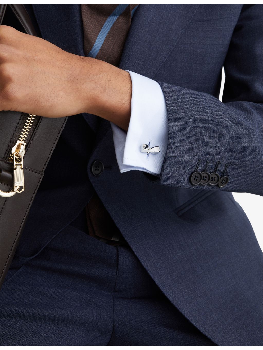 Reiss twisted metal cufflinks with pearlescent inlay - British product