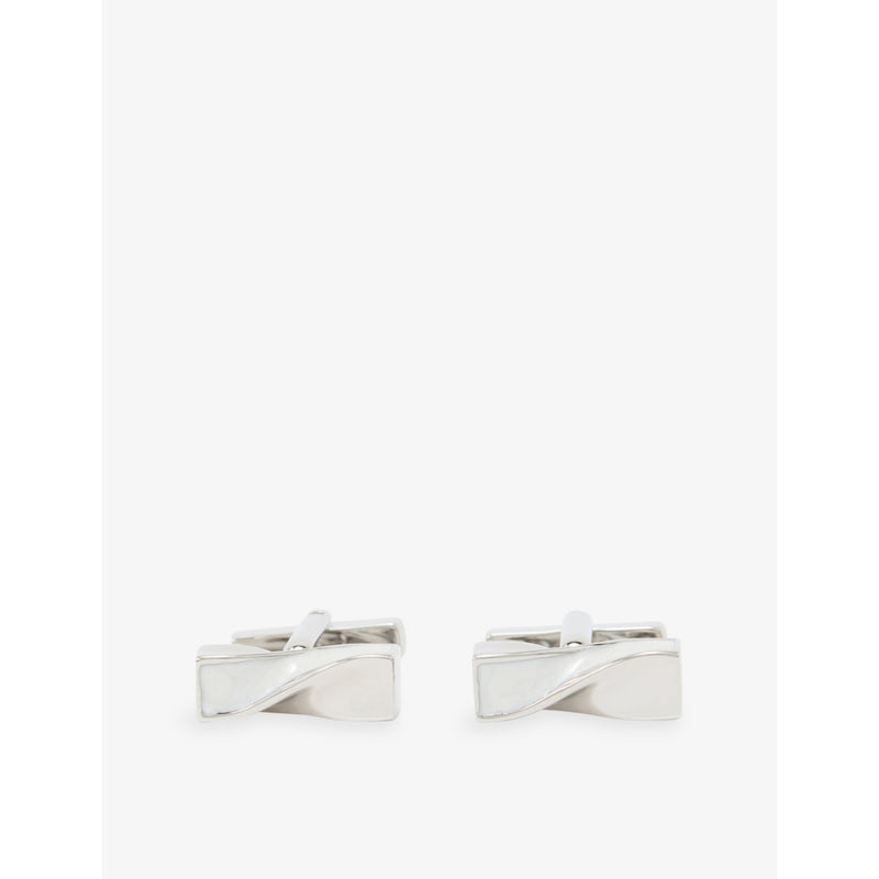Reiss twisted metal cufflinks with pearlescent inlay - British product
