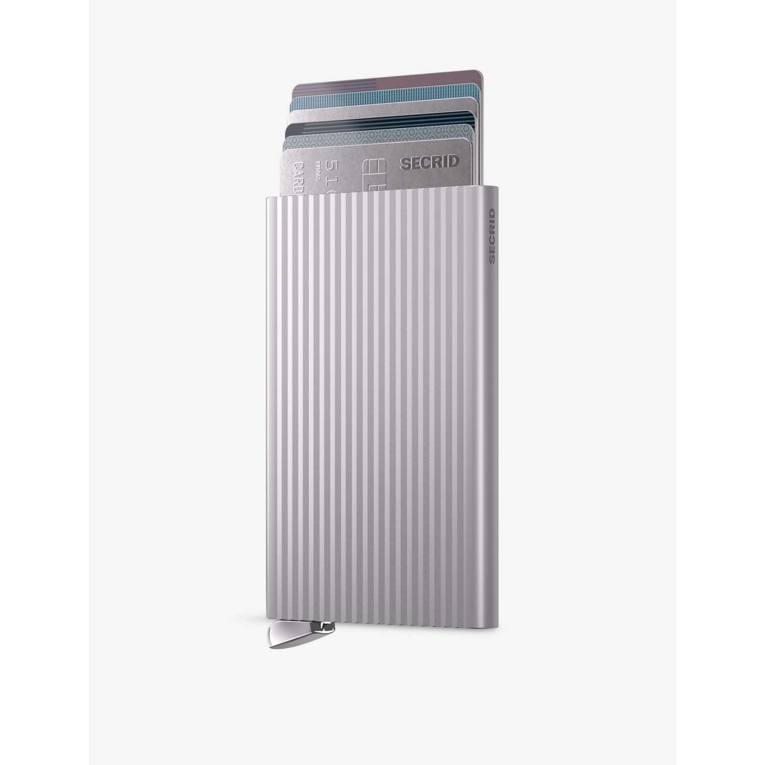 Secrid aluminium card holder with fluted design, UK version